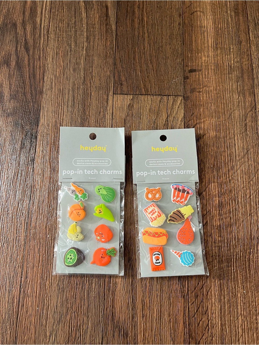 🥨🌭🍦Heyday Pop-In Tech Charms Bundle – 2 Packs (16 Charms Total) – New🥦🍌🥝